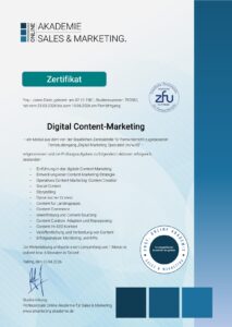 Zertifikat Digital Content Marketing