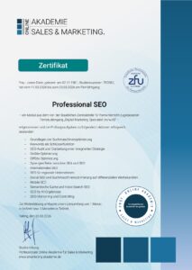 Zertifikat Professional SEO